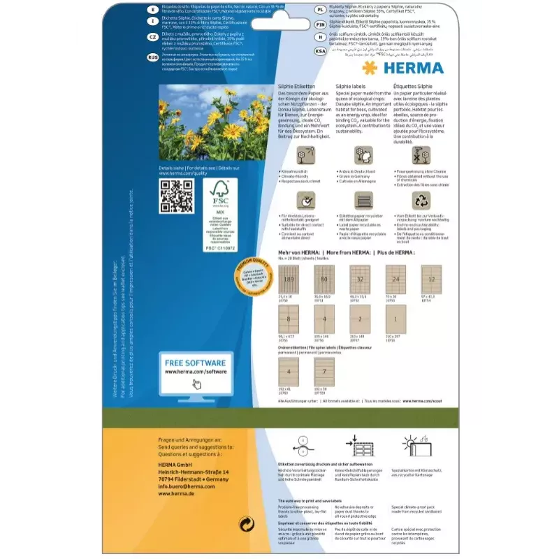 Etykieta samoprzylepna HERMA 10750 Prostokątna Trwała Brązowa 3780 szt.