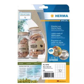 Etykieta samoprzylepna HERMA 10752 Prostokątna Trwała Brązowa 640 szt.