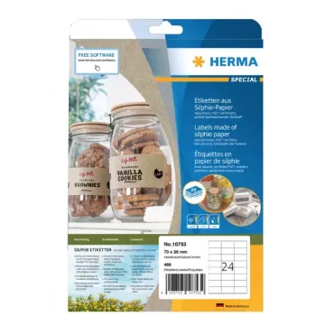 HERMA 10753 etykieta samoprzylepna Prostokąt Trwały Brązowy 480 szt.