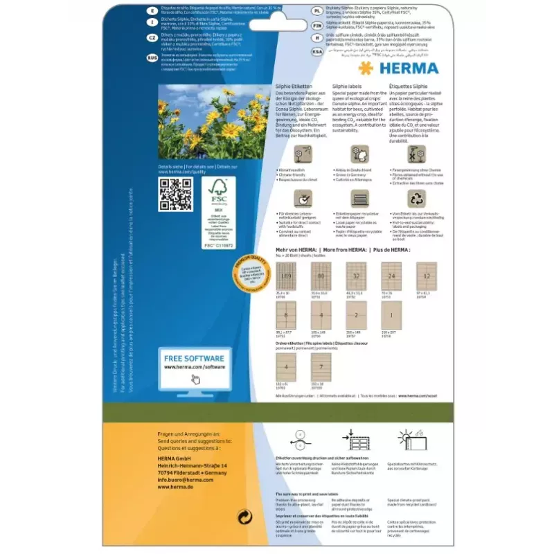 Etykieta samoprzylepna HERMA 10755 prostokątna trwała brązowa 160 szt.