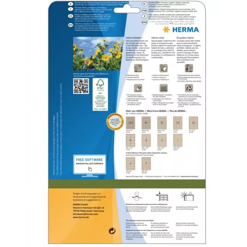 HERMA 10756 etykieta samoprzylepna Prostokątna Trwały Brązowy 80 szt.