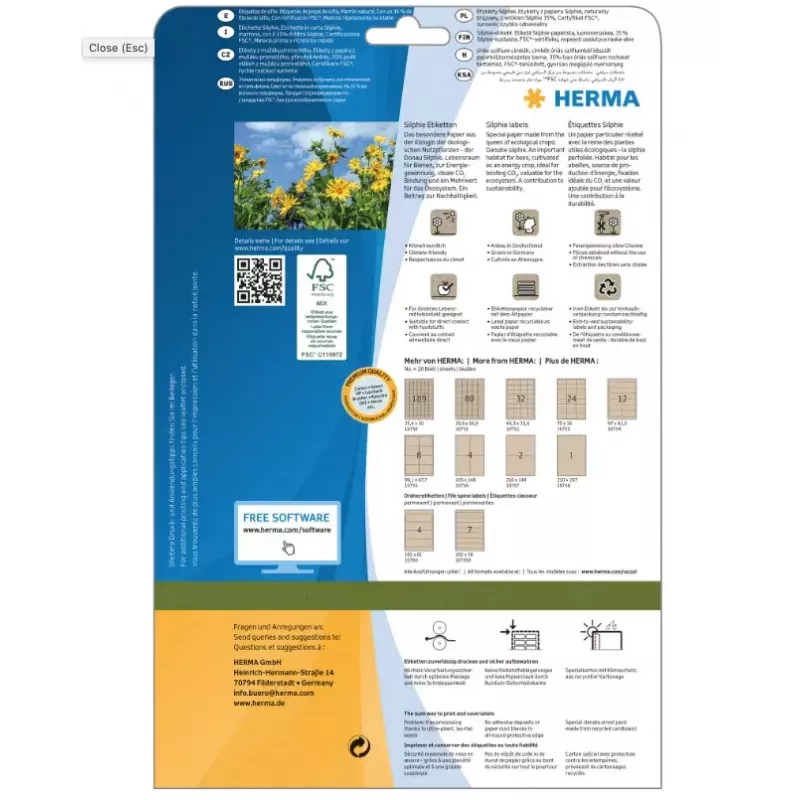 Etykieta samoprzylepna HERMA 10759 prostokątna trwała brązowa 140 szt.