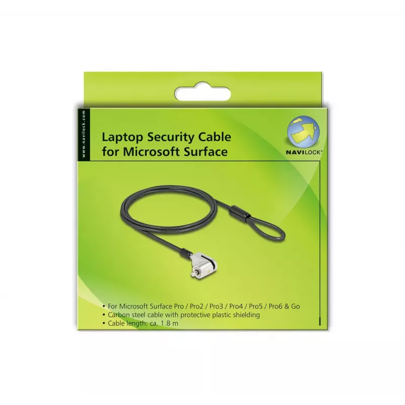 Navilock Notebook kabel Lock Czarny 1.8 m Key Lock