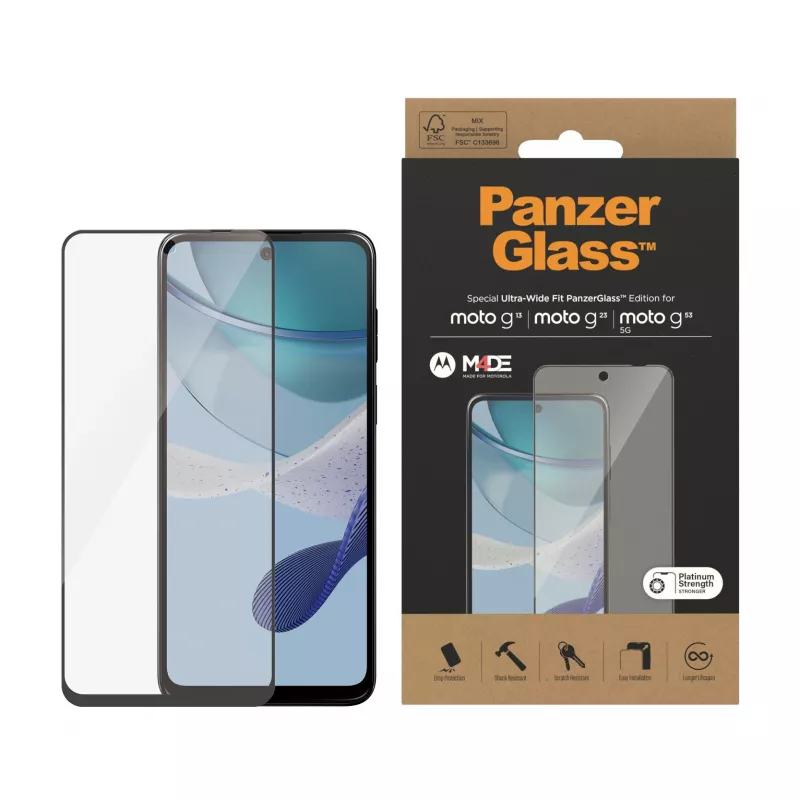 Ochrona ekranu PanzerGlass Motorola moto g13 g23 g53 5G Ultra-Wide Fit Scratch Shock Resistant