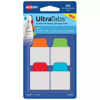 Puste zakładki indeksujące Avery Ultra Tabs 74760 Niebieskie Zielone Pomarańczowe Czerwone