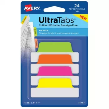 Pusty indeks karteczek Avery Ultra Tabs zielony pomarańczowy różowy żółty 74767