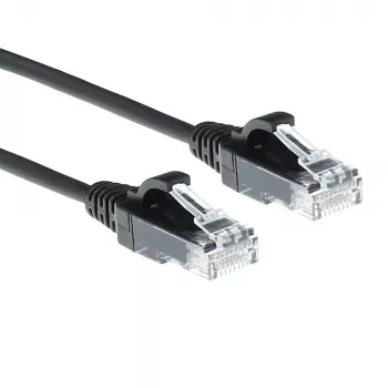 ACT Czarny 1,5-metrowy kabel krosowy LSZH U/UTP CAT6 slimline do centrów danych z bezopaskowymi złączami RJ45