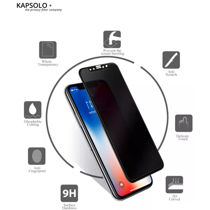 Szkło hartowane prywatyzujące KAPSOLO iPhone XR