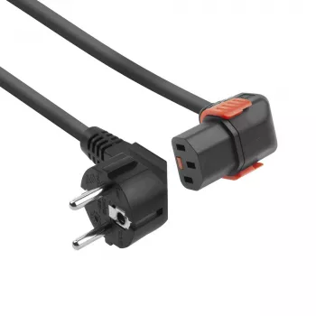 ACT Powercord CEE 7/7 męski (kątowy) - C13 IEC Lock (kątowy w dół) czarny 1 m, EL449S