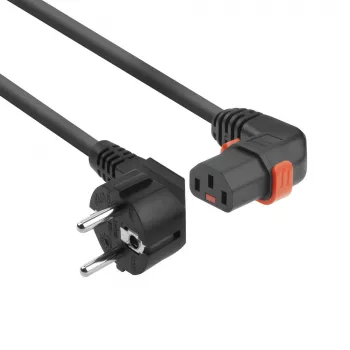ACT Kabel zasilający CEE 7/7 męski (kątowy) - C13 IEC Lock (kątowy prawy) czarny 2 m, EL450S