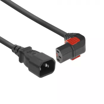 ACT Powercord C14 - C13 IEC Lock (kątowy w dół) czarny 2 m, PC2048