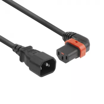 ACT Powercord C14 - C13 IEC Lock (lewy kątowy) czarny 2 m, PC2046
