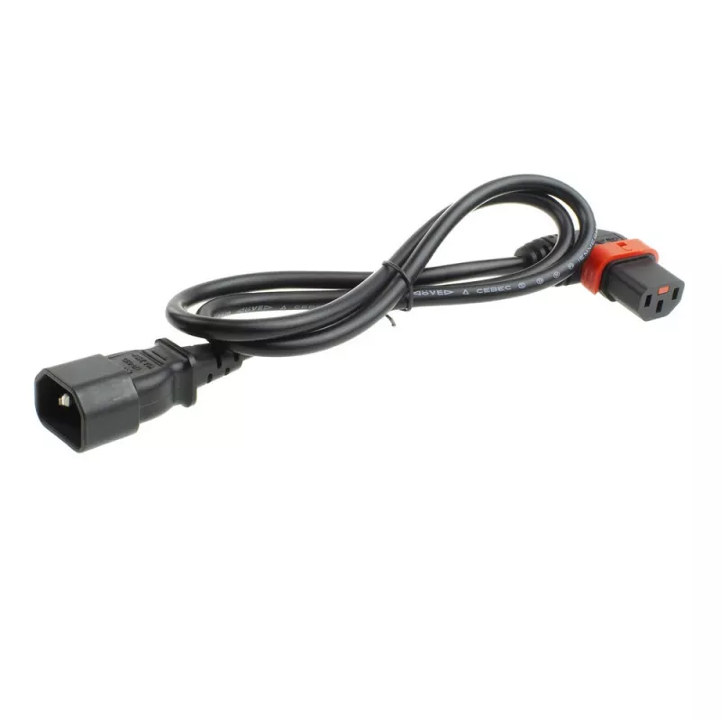 ACT Powercord C14 - C13 IEC Lock (lewy kątowy) czarny 2 m, PC2046
