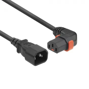 ACT Powercord C14 - C13 IEC Lock (kątowy) czarny 3 m, PC2049