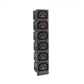 ACT C13 IEC Lock Net Entree (6x gniazdo) - czarny, PA135015BK6