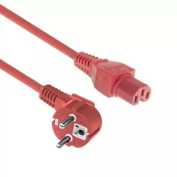 Kabel zasilający ACT CEE 7/7 męski (kątowy) - C15 czerwony 1,5 m