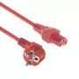 Kabel zasilający ACT CEE 7/7 męski (kątowy) - C15 czerwony 1,5 m