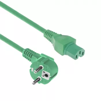 ACT Powercord przewód zasilający CEE 7/7 męski (kątowy) - C15 zielony 1,5 m