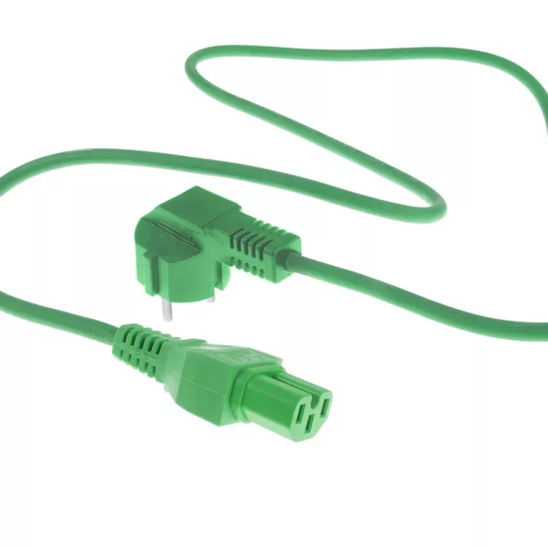 ACT Powercord przewód zasilający CEE 7/7 męski (kątowy) - C15 zielony 1,5 m