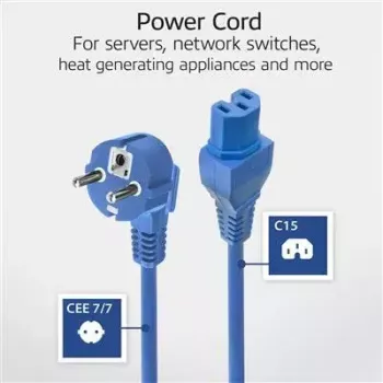 ACT Powercord przewód zasilający CEE 7/7 męski (kątowy) - C15 niebieski 1 m