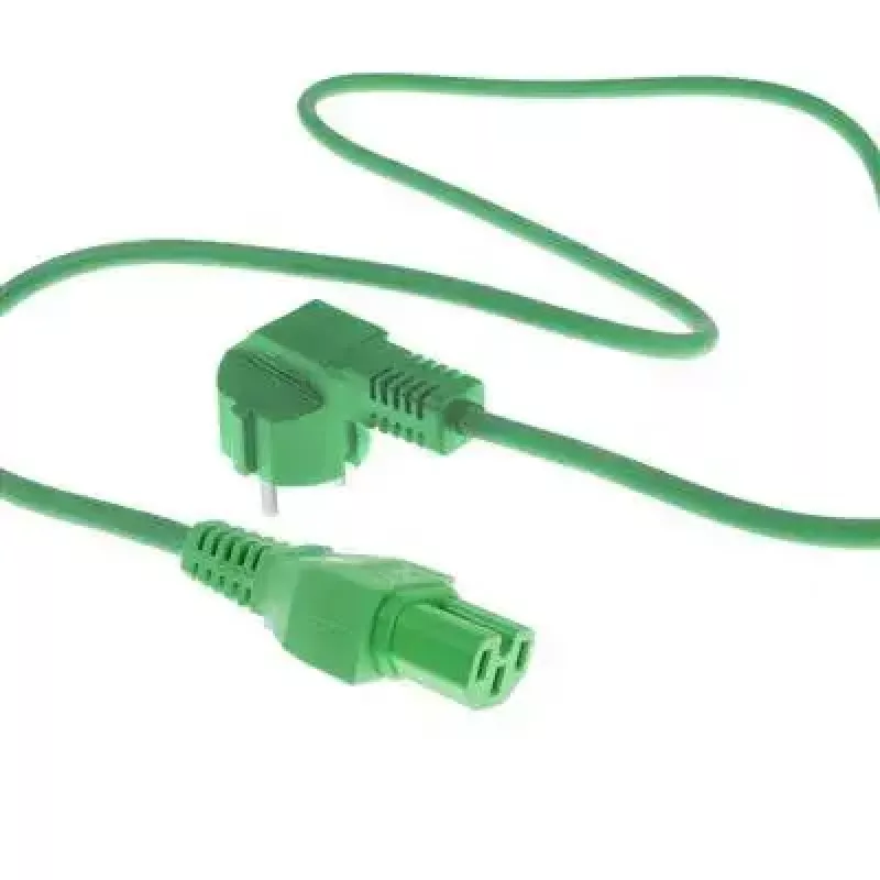ACT Powercord przewód zasilający wtyczka CEE 7/7 męska kątowa C15 zielony 2 m 250 V 10 A