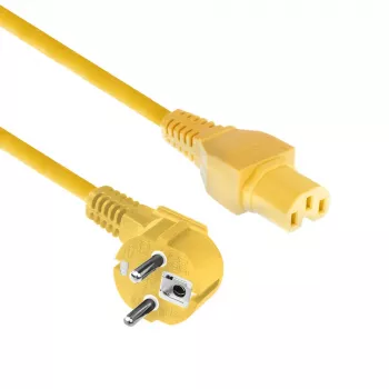 ACT Powercord przewód zasilający wtyk CEE 7/7 męski (kątowy) - C15 żółty 1 m