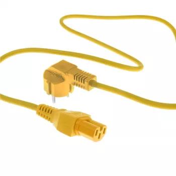 ACT Powercord przewód zasilający wtyk CEE 7/7 męski (kątowy) - C15 żółty 1 m