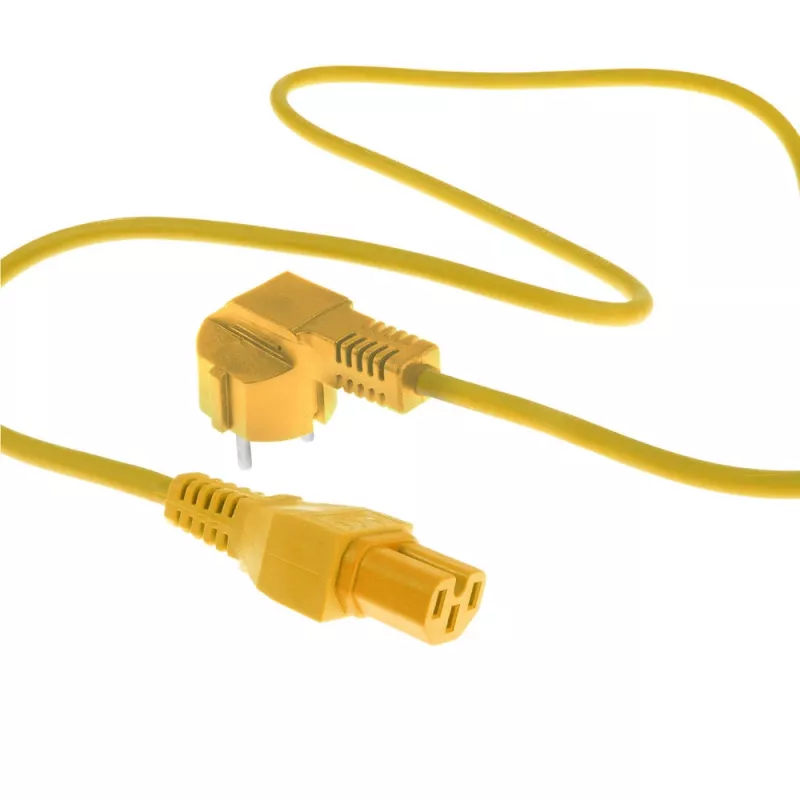 ACT Powercord przewód zasilający wtyk CEE 7/7 męski (kątowy) - C15 żółty 1 m