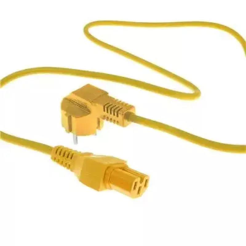 ACT Powercord kabel zasilający wtyk CEE 7/7 męski kątowy C15 żółty 2 m 250V 10A
