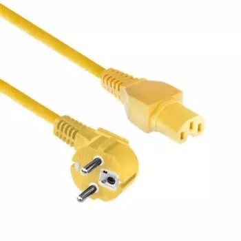 ACT Powercord kabel zasilający wtyk CEE 7/7 męski kątowy C15 żółty 2 m 250V 10A