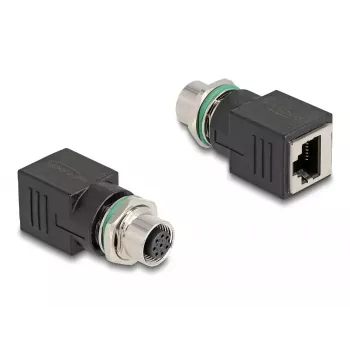 DeLOCK Adapter M12 A-kodowany 8-pinowy żeński do gniazda RJ45 prosty