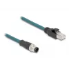 Kabel sieciowy DeLOCK M12 adapter kablowya A-coded 8-pinowy męski na RJ45 męski 50 cm