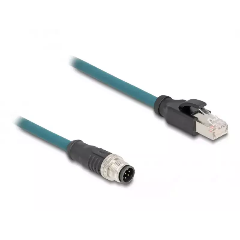 Kabel sieciowy DeLOCK M12 adapter kablowya A-coded 8-pinowy męski na RJ45 męski 50 cm