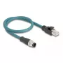 Kabel sieciowy DeLOCK M12 adapter kablowya A-coded 8-pinowy męski na RJ45 męski 50 cm