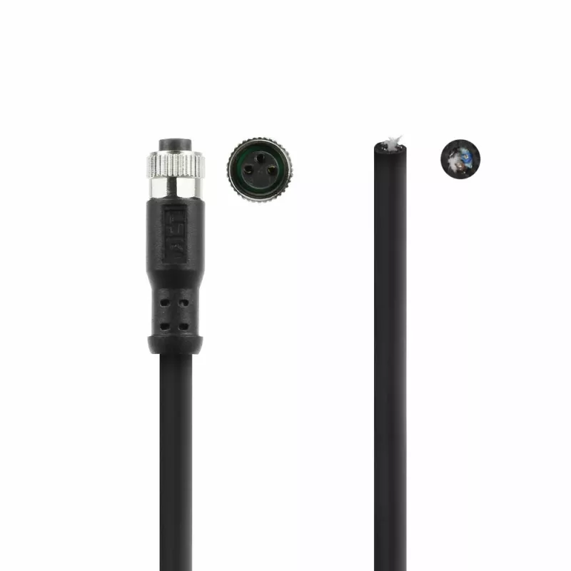 ACT Industrial 1.50 meters Sensor cable M8A 3-pin female to open end, Ultraflex Xtreme TPE cable, shielded
