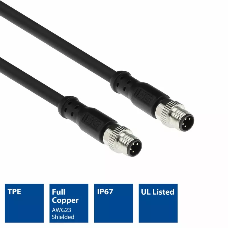 ACT Industrial 3.00 meters Sensor cable M8A 4-pin męski do M8A 4-pin męski, kabel Ultraflex Xtreme TPE, ekranowany