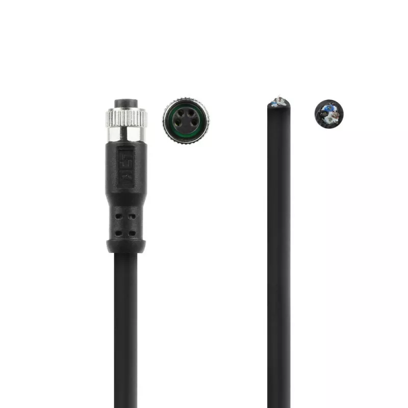 ACT Industrial 3,00 metra Kabel czujnika M8A 4-pin żeński do otwartego końca, kabel Ultraflex Xtreme TPE, ekranowany