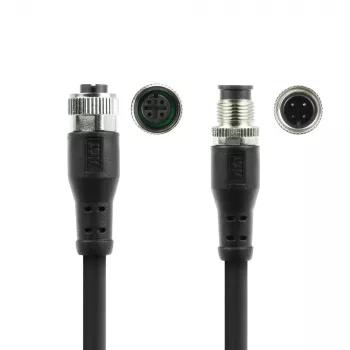 Przemysłowy kabel czujnikowy ACT 5,00 m, wtyk męski M12A 4-pin do gniazda żeńskiego M12A 4-pin, kabel Superflex Xtreme TPE, ekranowany
