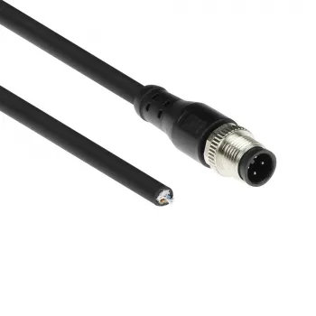 ACT Industrial 3,00 metra przewód sensoryczny M12A 4-stykowy męski do otwartego końca Superflex Xtreme TPE, ekranowany