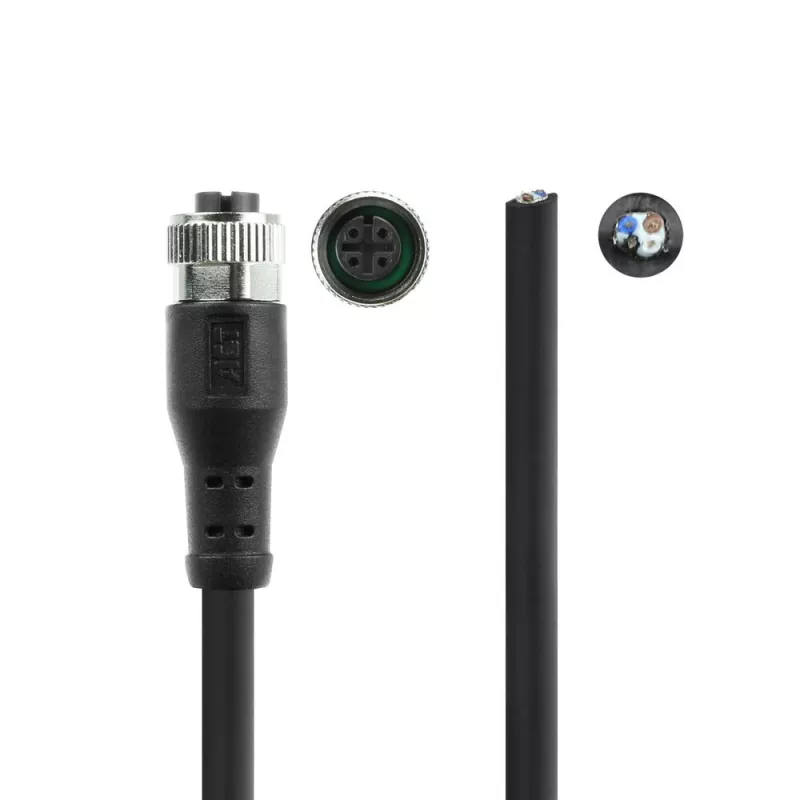Przemysłowy kabel czujnikowy ACT 1,50 m, M12A 4-pin, żeński do otwartego końca, Superflex Xtreme TPE, ekranowany