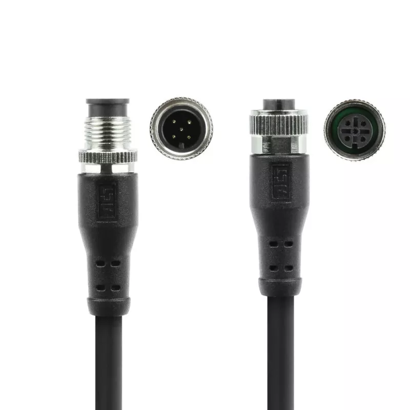 ACT Industrial 5.00 m kabel czujnika M12A 5-pin męski na M12A 5-pin żeński, kabel Superflex Xtreme TPE, ekranowany