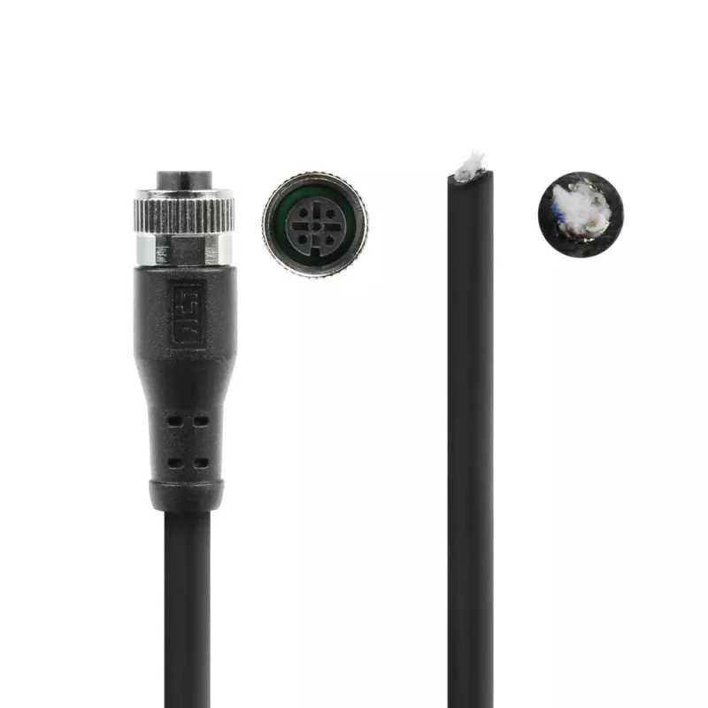 ACT Industrial 3.00 meters Sensor cable M12A 5-pin male to open end, Superflex Xtreme TPE cable, shielded