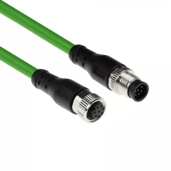 ACT Industrial 5,00 metra kabel czujnika M12A 8-pin męski na M12A 8-pin żeński, kabel Ultraflex TPE, ekranowany