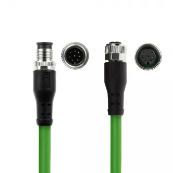 ACT Industrial 5,00 metra kabel czujnika M12A 8-pin męski na M12A 8-pin żeński, kabel Ultraflex TPE, ekranowany