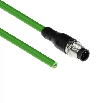 ACT Industrial 1,50 metra kabel czujnika M12A 8-pinowy żeński do otwartego końca, kabel Ultraflex TPE, ekranowany