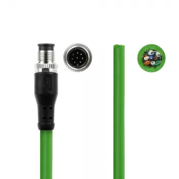 ACT Industrial 1,50 metra kabel czujnika M12A 8-pinowy żeński do otwartego końca, kabel Ultraflex TPE, ekranowany