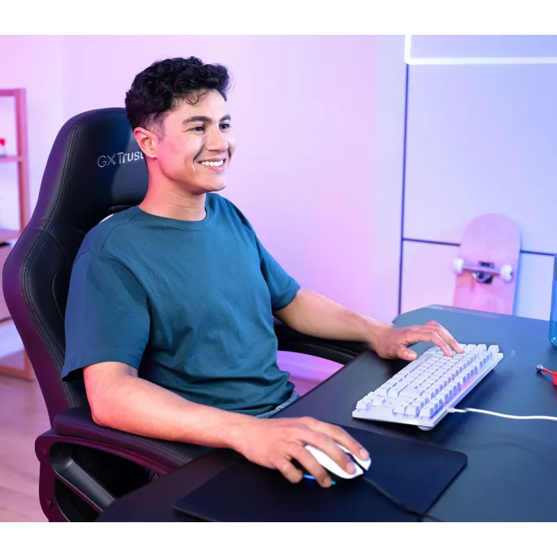 Trust GXT 833W Thado klawiatura Gaming USB QWERTZ Niemiecki Biały