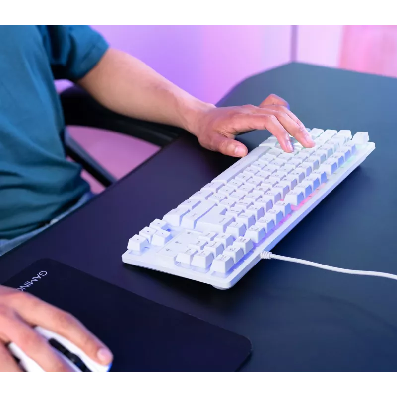 Trust GXT 833W Thado klawiatura Gaming USB QWERTZ Niemiecki Biały