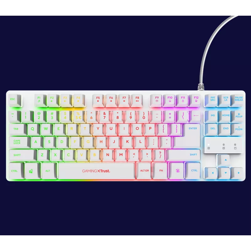 Trust GXT 833W Thado klawiatura Gaming USB QWERTZ Niemiecki Biały