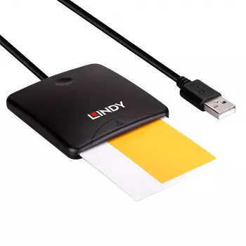 Lindy USB 2.0 Smart Card Reader, USB, Czarny, 1.2 m, 480 MB/s, 2 lata, CE, Federal Communications Commission (FCC), REACH, RoHS